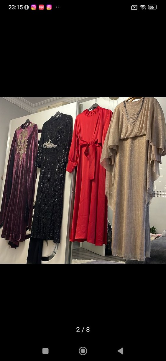 Bordo siyah tesettür elbise - Görsel 3