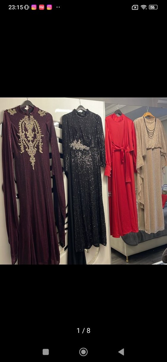 Bordo siyah tesettür elbise - Görsel 2