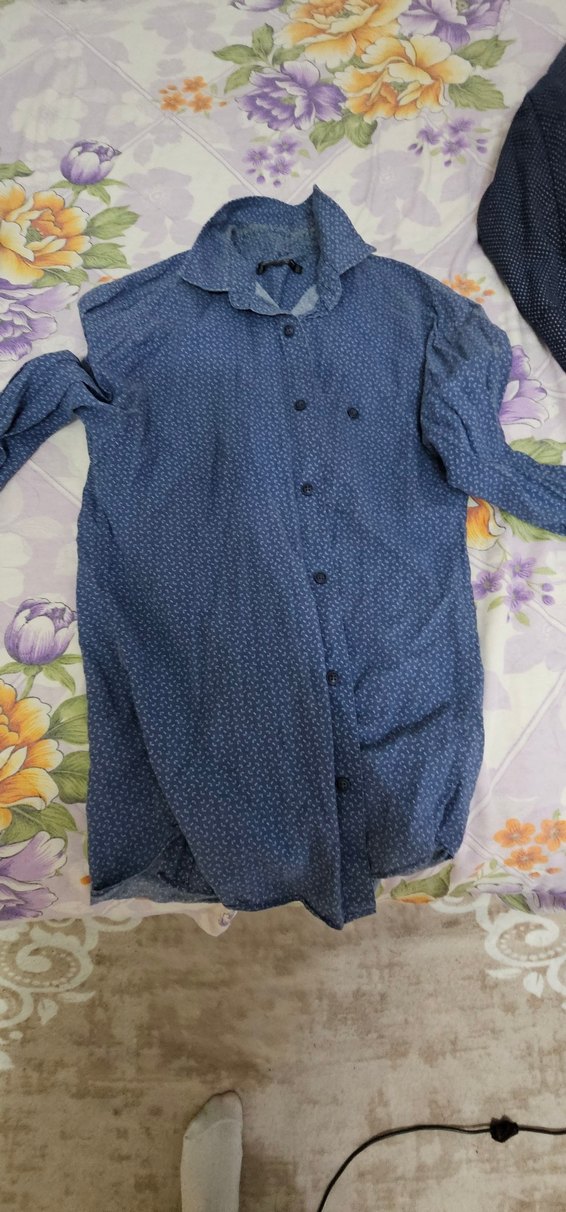 Bershka Mavi Mini Desenli Gömlek — görsel 3/3