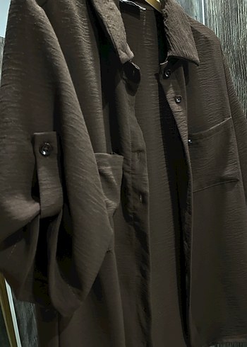 Kahverengi  Kısa Kollu Gömlek - Görsel 3