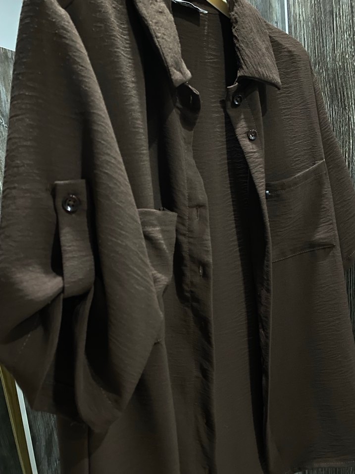 Kahverengi  Kısa Kollu Gömlek - Görsel 3