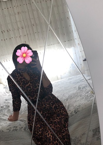 Leopar midi boy elbise - Görsel 4