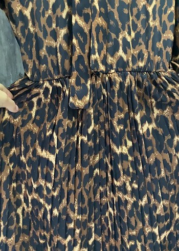 Leopar midi boy elbise - Görsel 3