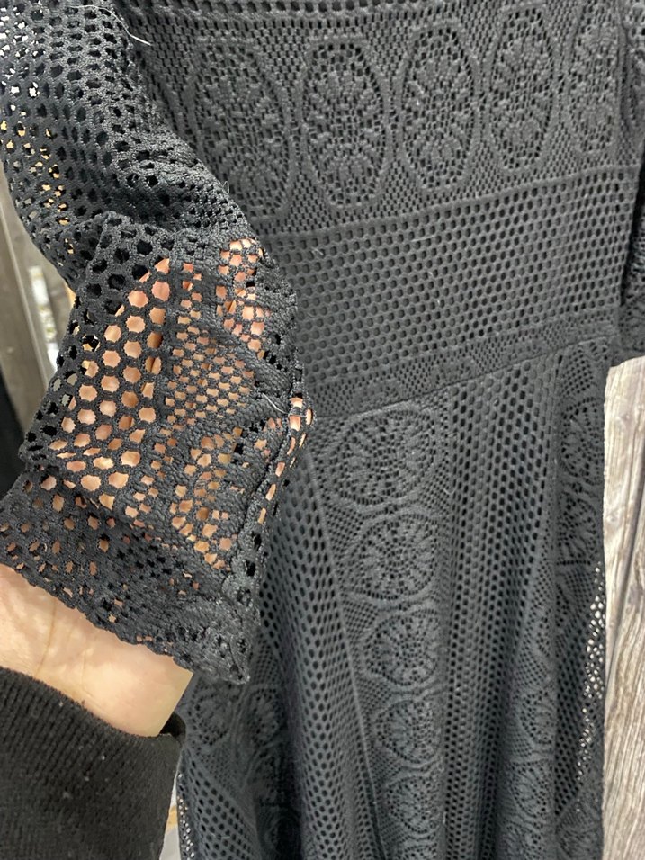 Dantel Detaylı Siyah Uzun Elbise - Görsel 4