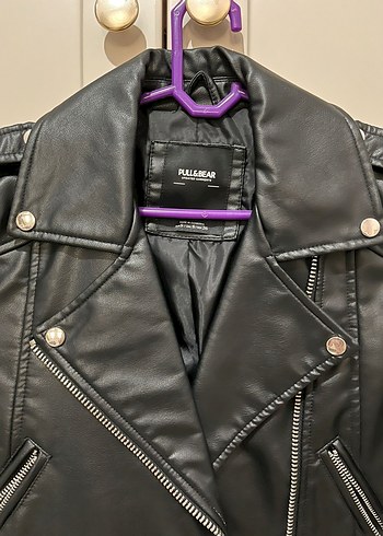 Kadın Siyah Deri Biker Ceket - Görsel 2