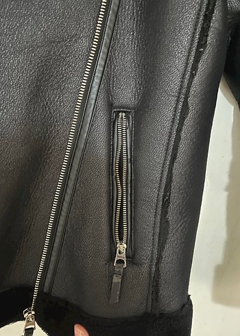 Stradivarius İçi suni kürklü biker ceket - Görsel 4