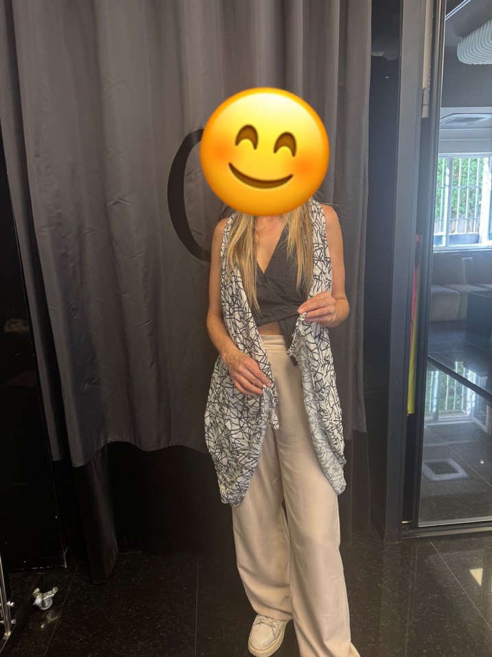 Beyaz Siyah Desenli Uzun Şal - Görsel 3