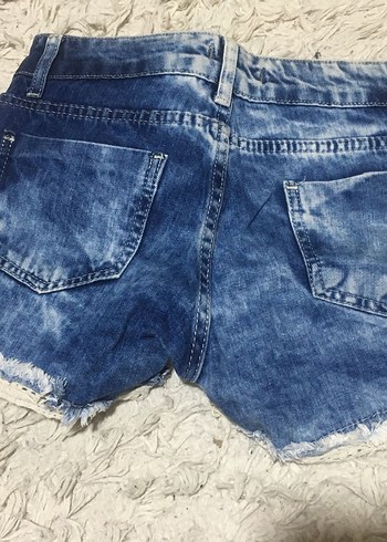 Diğer Dantel Detaylı Mavi Bohem Mini Denim Şort