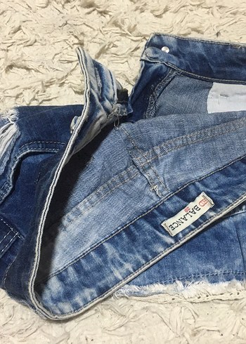 28 Beden Dantel Detaylı Mavi Bohem Mini Denim Şort
