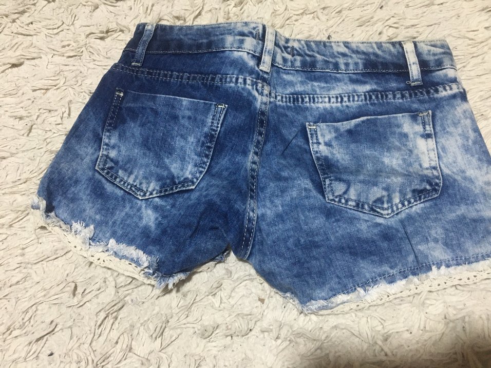 Dantel Detaylı Mavi Bohem Mini Denim Şort - Görsel 2