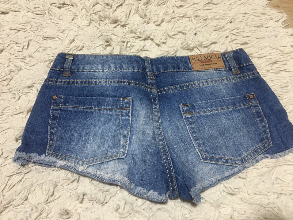 Kadın Mavi Bağlama Desenli Kısa Jean Şort - Görsel 2