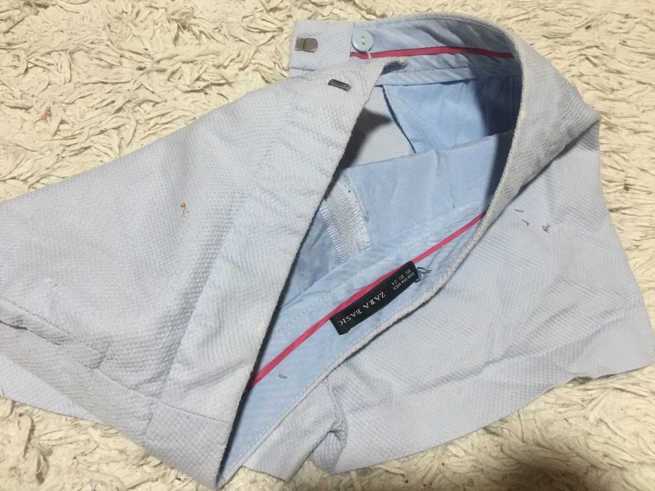 Mavi Mini Düğmeli Kadın Şort - Görsel 3