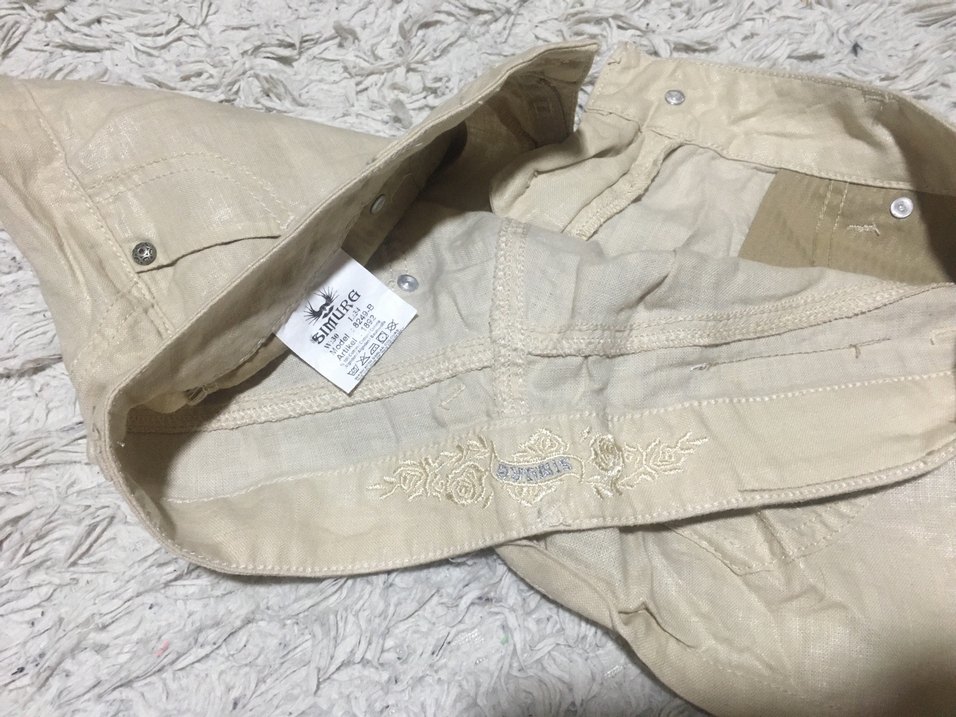 Düğmeli Bej Keten Mini Şort - Görsel 3