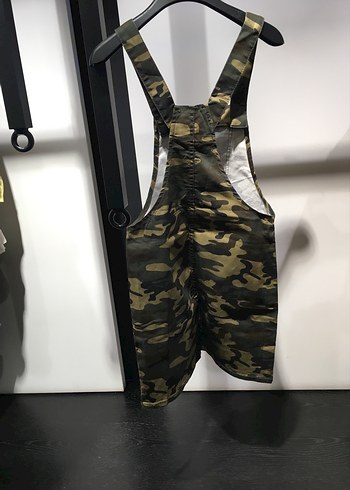 Kamuflaj Desenli Kısa Kadın Salopet - Görsel 2