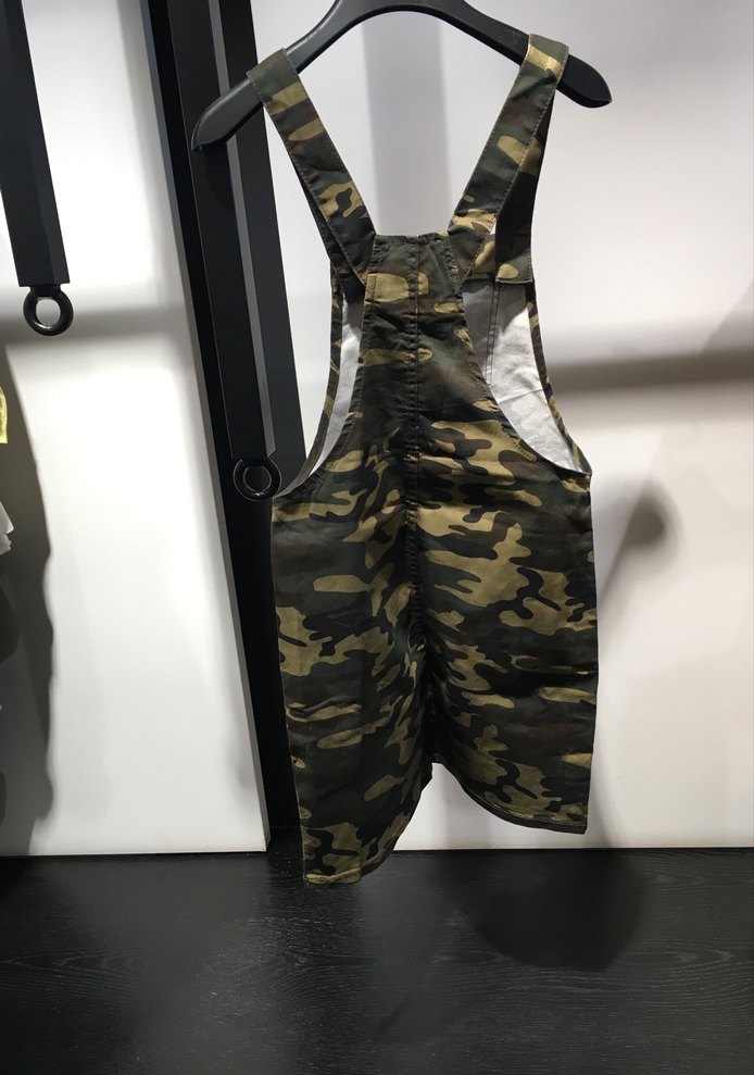 Kamuflaj Desenli Kısa Kadın Salopet - Görsel 2