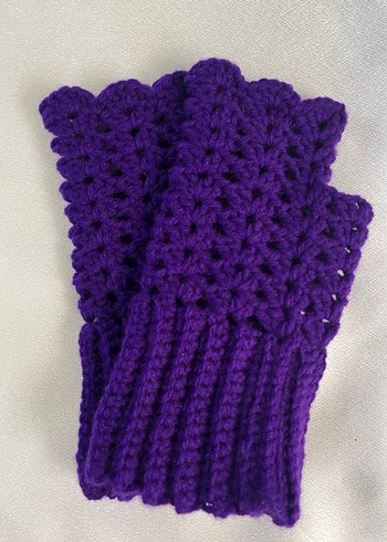 Mor Dantel Detaylı Örme Eldiven - Görsel 2