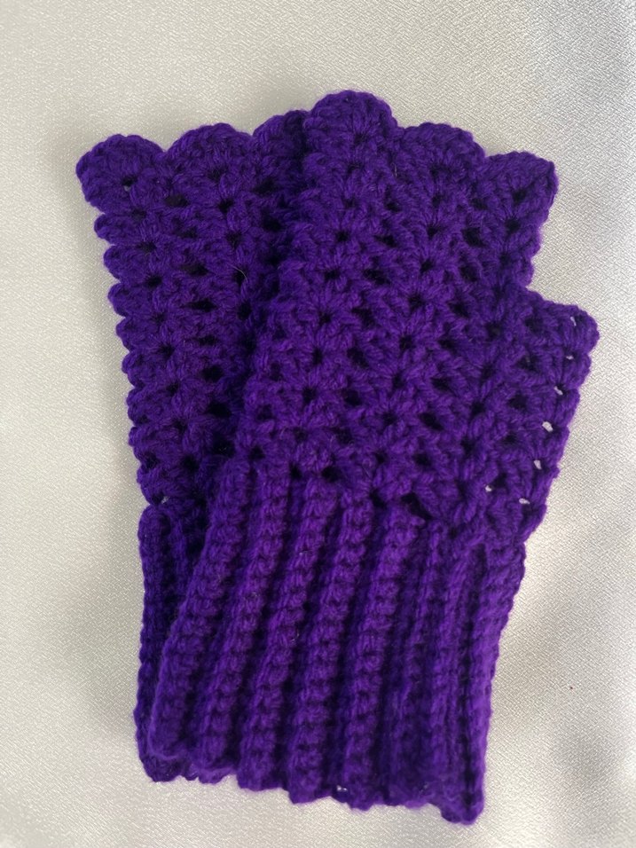 Mor Dantel Detaylı Örme Eldiven - Görsel 2