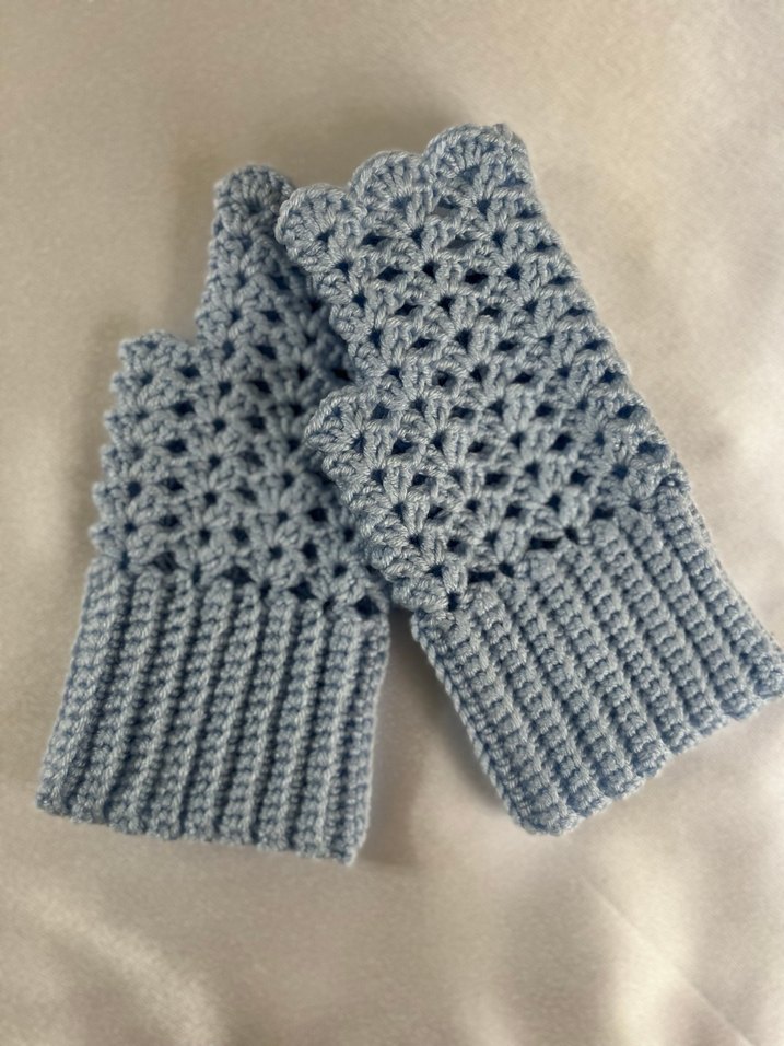 Bebe mavi Dantel Detaylı Bohem Örgü Eldiven - Görsel 2