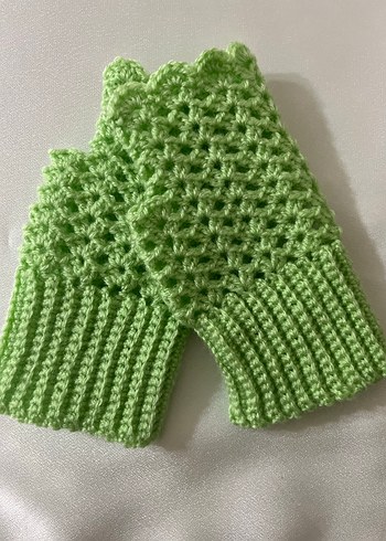 Yeşil Bohem Dantel Detaylı Örgü Eldiven - Görsel 2
