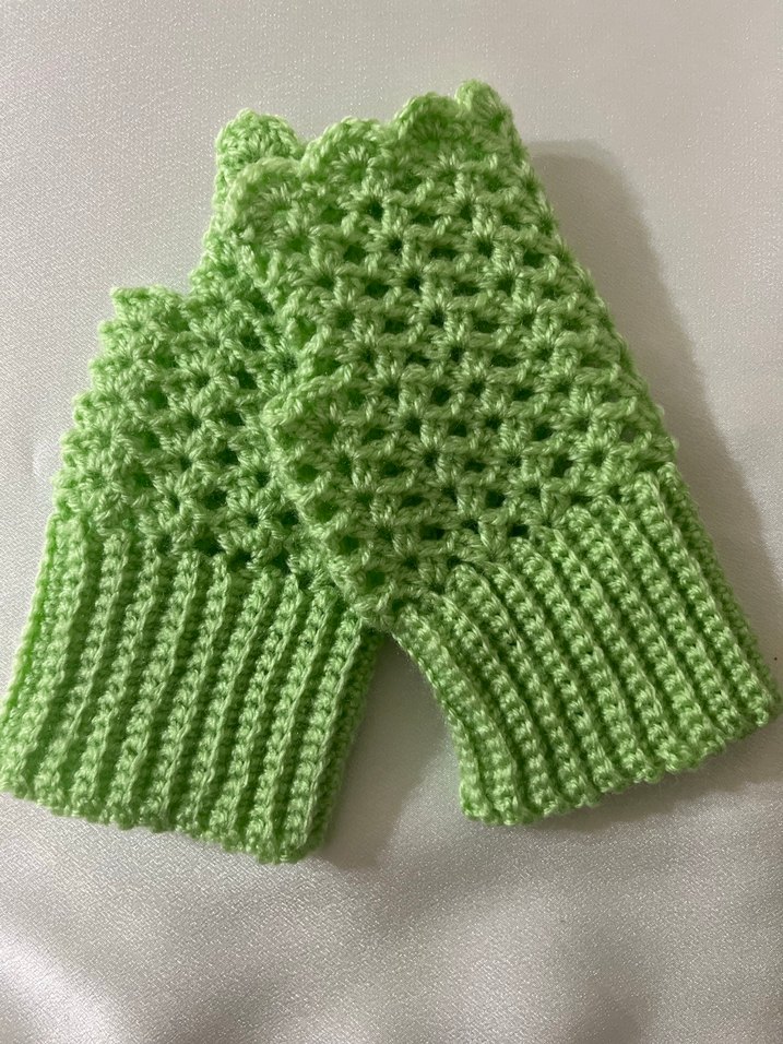 Yeşil Bohem Dantel Detaylı Örgü Eldiven - Görsel 2