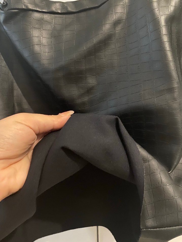 Siyah Deri Mini Etek Twist - Görsel 4