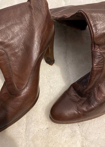 Kahverengi GerçekDeri Diz altı bot - Görsel 5