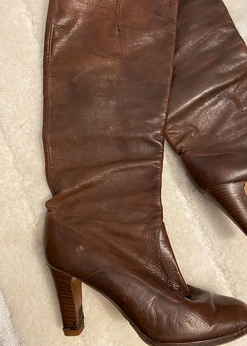 Kahverengi GerçekDeri Diz altı bot - Görsel 6