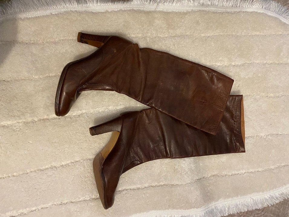 Kahverengi GerçekDeri Diz altı bot - Görsel 3