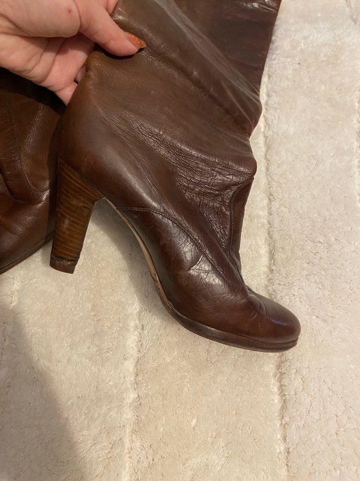 Kahverengi GerçekDeri Diz altı bot - Görsel 2