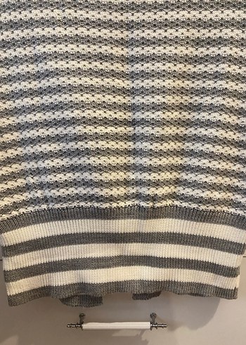 Gri Örgü V Yaka Kadın Süveter - Görsel 5