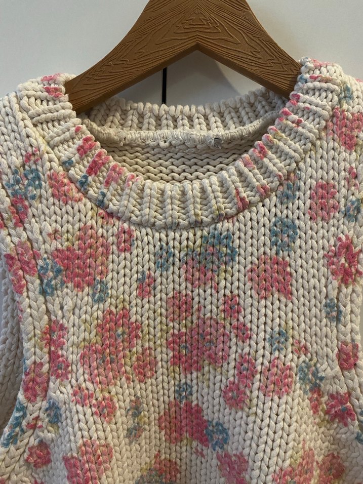 Renkli Örgü Kolsuz Süveter - Görsel 2