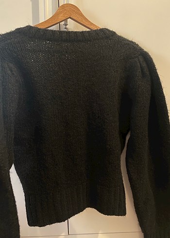 Düğmeli Siyah Fitilli Triko Kazak - Görsel 7