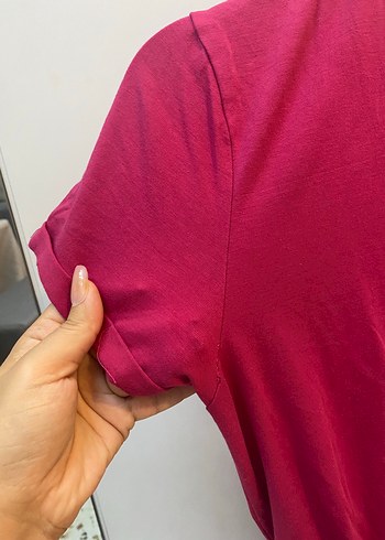 Pembe sıfır yaka elbise Benetton marka - Görsel 3