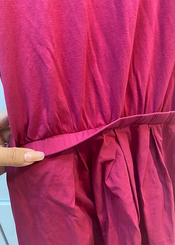 Pembe sıfır yaka elbise Benetton marka - Görsel 5