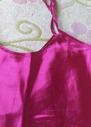 Parlak Pembe Uzun Askılı Kadın Gecelik - Görsel 3