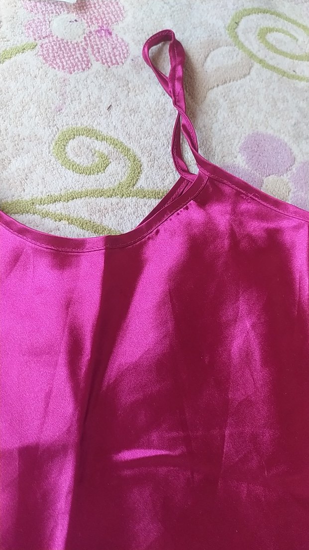 Parlak Pembe Uzun Askılı Kadın Gecelik - Görsel 3