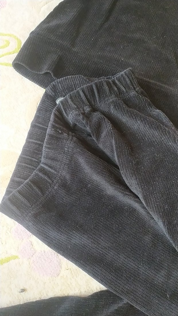 Siyah Erkek Triko Pijama Takımı, Rahat Kesim - Görsel 2