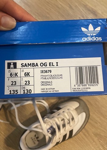 Adidas Samba Orjinal Beyaz Siyah Çizgili Çocuk Spor Ayakkabı - Görsel 4