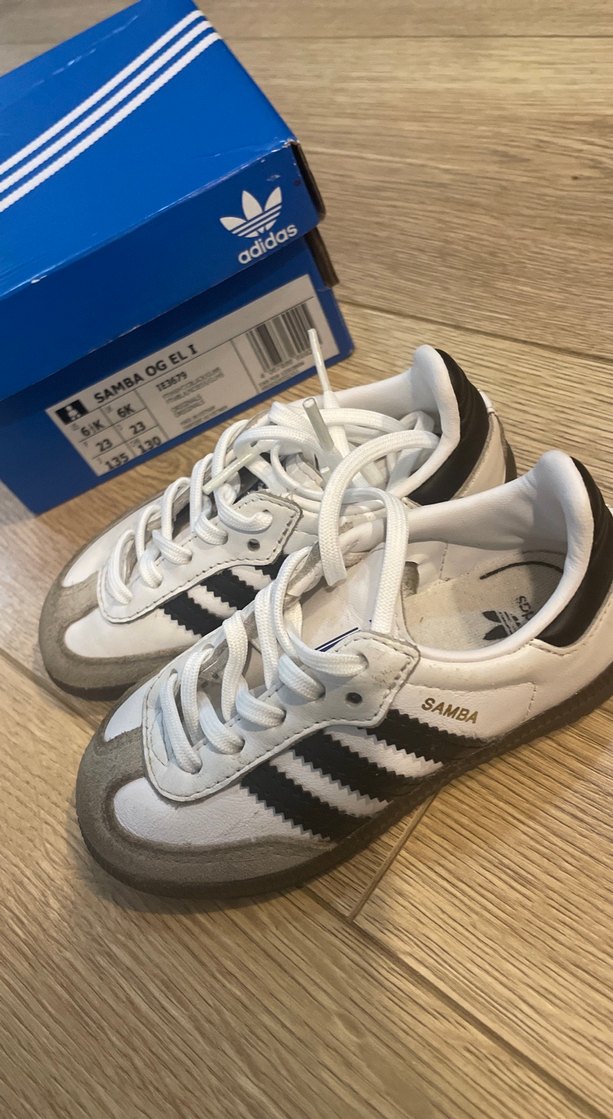 Adidas Samba Orjinal Beyaz Siyah Çizgili Çocuk Spor Ayakkabı - Görsel 5