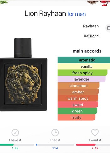 Rayhaan Lion 5ML - Görsel 2