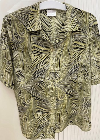 American Retro Erkek Haki Tie Dye Dugmeli Kisa Kollu Gomlek