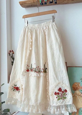 Nakışlı Bohem Midi Kadın Etek - Görsel 2