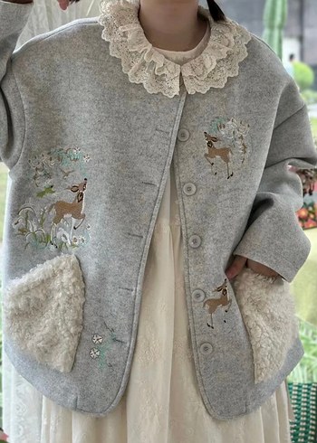 Nakışlı ve Kürklü Bohem Midi Kadın ceket - Görsel 2