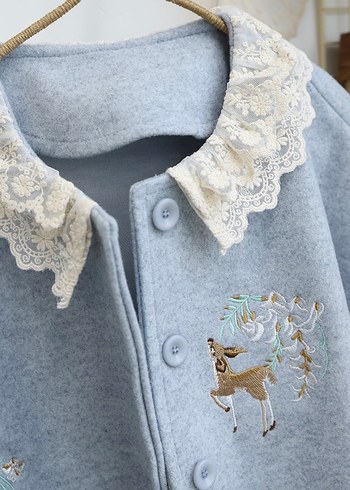 Nakışlı ve Kürklü Bohem Midi Kadın ceket - Görsel 4