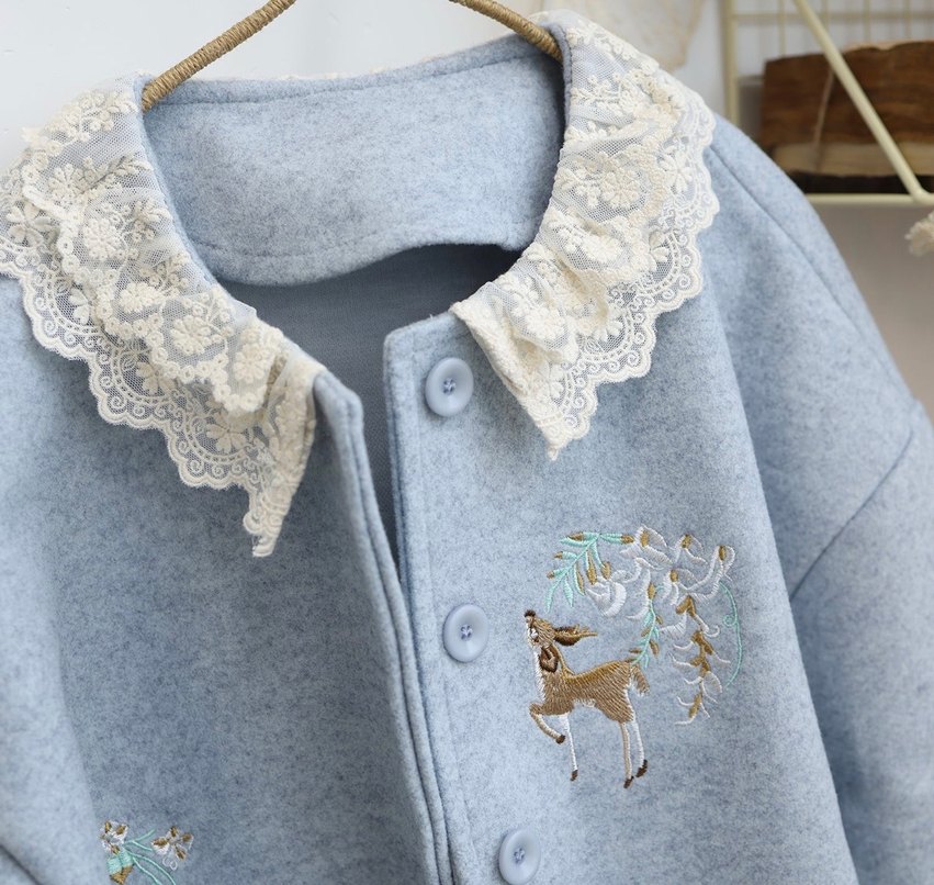 Nakışlı ve Kürklü Bohem Midi Kadın ceket - Görsel 4