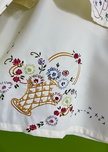 Nakışlı Bohem Kadın Beyaz Gömlek - Görsel 4