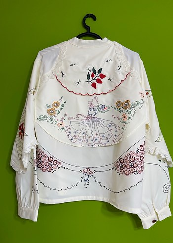 Nakışlı Bohem Kadın Beyaz Gömlek - Görsel 2