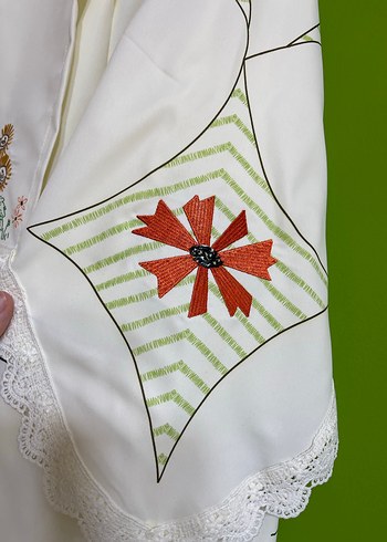 Nakışlı Bohem Kadın Beyaz Gömlek - Görsel 5