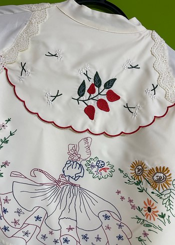 Nakışlı Bohem Kadın Beyaz Gömlek - Görsel 3