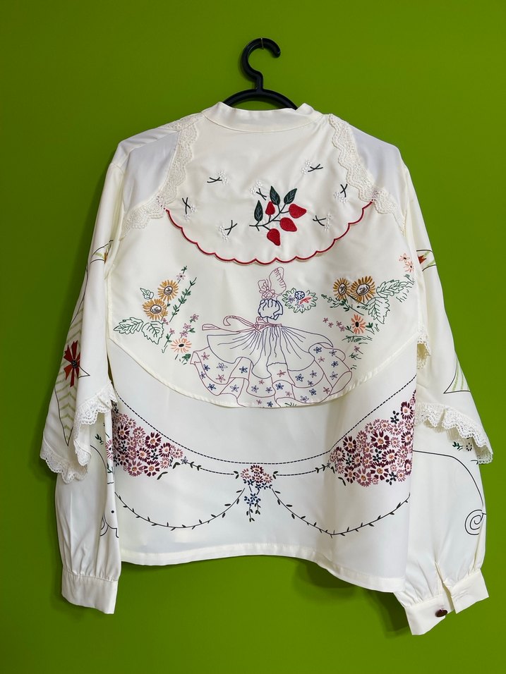Nakışlı Bohem Kadın Beyaz Gömlek - Görsel 2